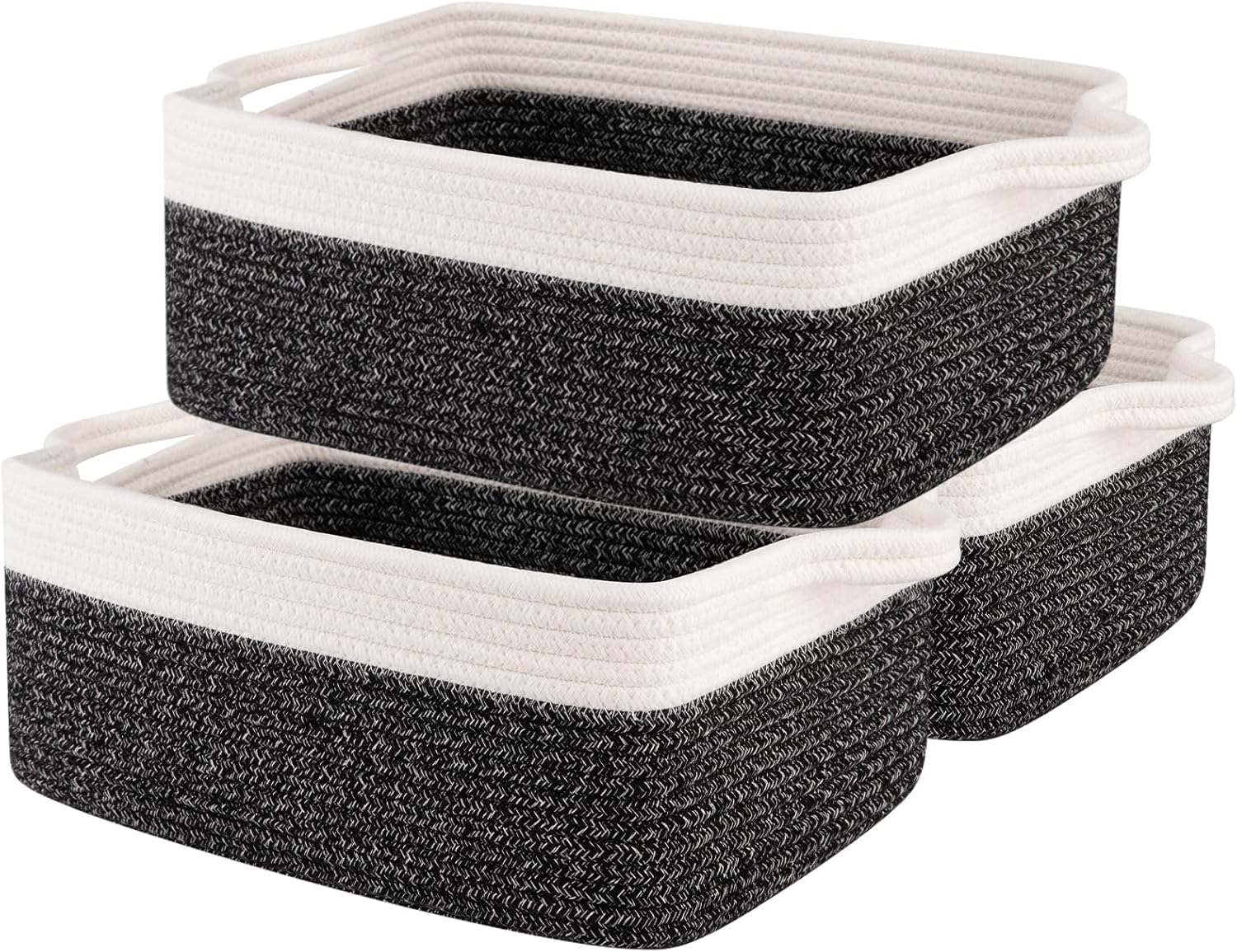 OIAHOMY 3 Pack Storage Baskets for Organizing, Woven Cotton Rope Basket for Shelves, Closet