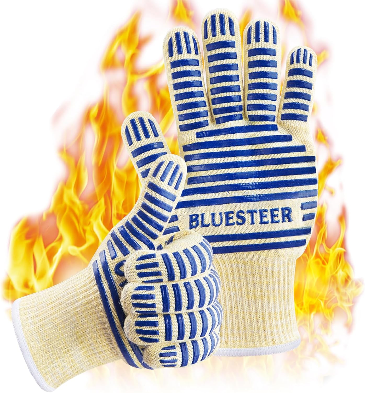 Oven Gloves, Heat Resistant 540 Degrees Grilling Gloves, Hot Surface Handler Non-Slip Silicone Oven