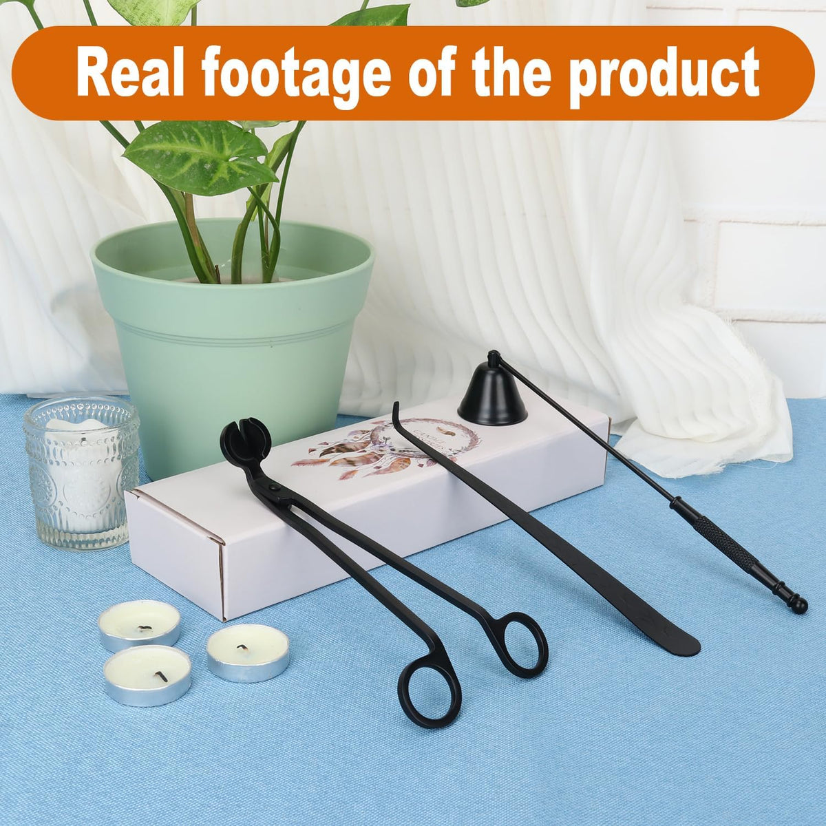 3 in 1 Candle Accessory Set(3 Set), Premium Candle Wick Trimmer, Candle Snuffer, Wick Dipper