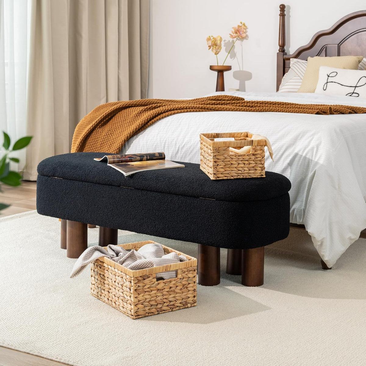 StorageWorks Wicker Storage Baskets, Large and Small Baskets, Handwoven Water Hyacinth Basket for