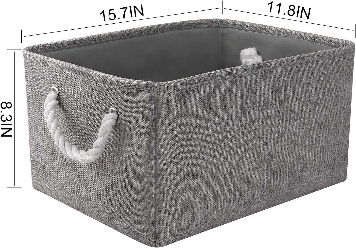 TheWarmHome Large Storage Bins Basket, 2 Pack Grey Fabric Storage Cubes for Changing Table Nursery
