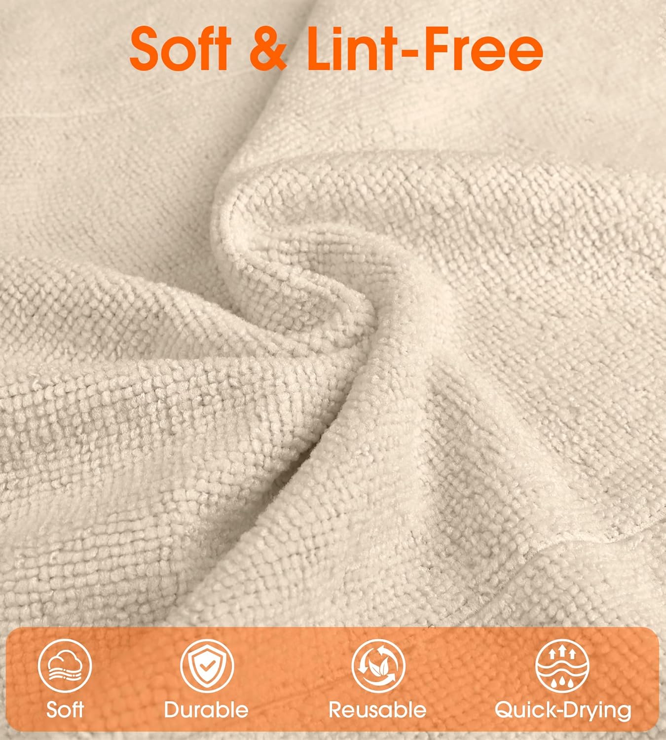 Roll of Microfiber Cleaning Cloth –100 Pack, Tear Away Microfiber Towels, Reusable, Washable