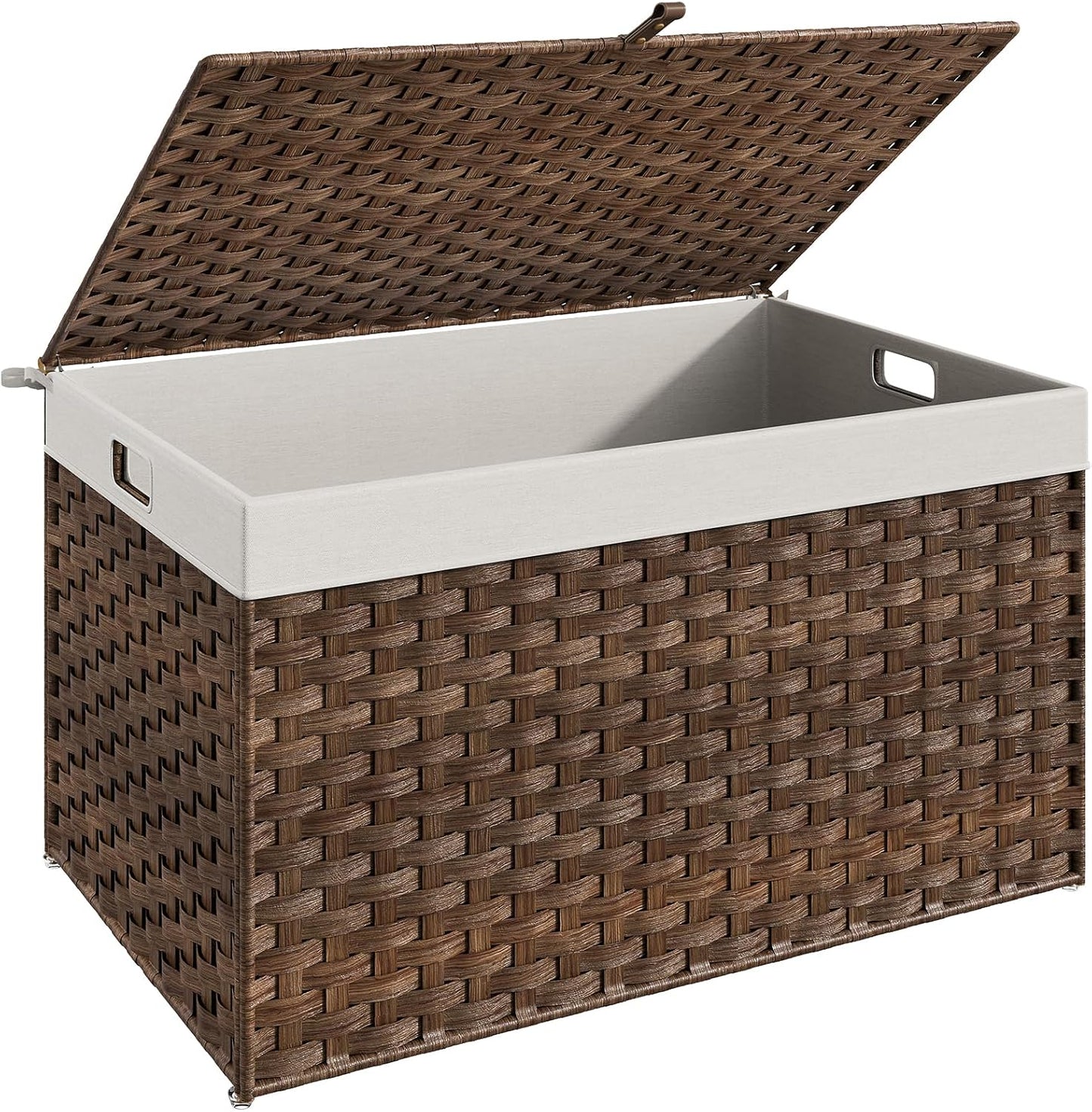 HOOBRO Storage Basket with Lid, 42.3 Gallon (160L) Wicker Basket, Handwoven Blanket Storage Basket