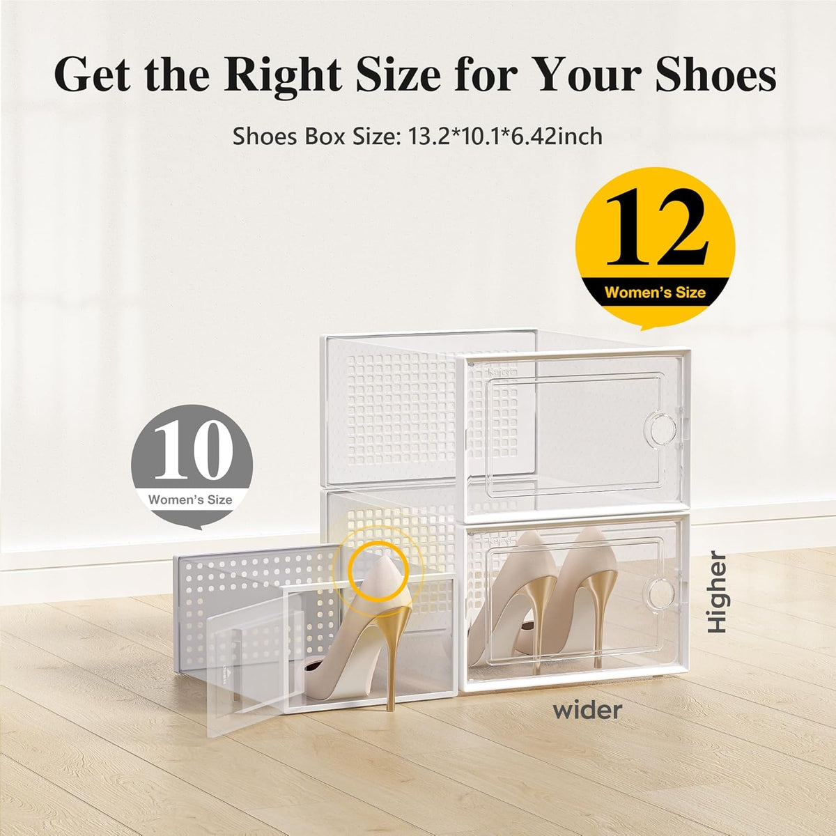 Kuject X-Large Shoe Storage Boxes Organizers Clear Plastic Stackable 12 Pack, Shoe Rack & Holder