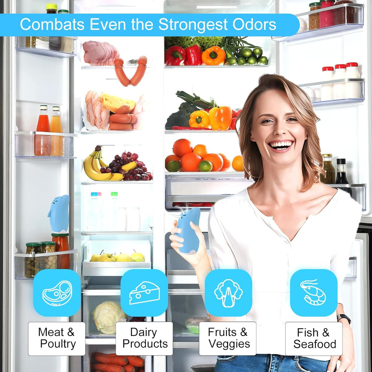 Asltw Dolphin Refrigerator Deodorizer, Refrigerator Odor Eliminator, Fridge Air Freshener