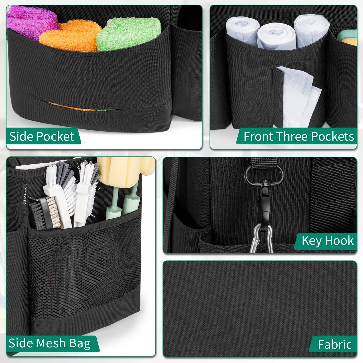 IBVIVIC Wearable Cleaning Caddy Bag for Cleaning Supplies, Black