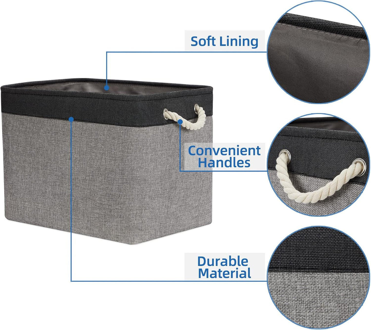 Temary Large Storage Baskets 2 Pack Cloth Basket for Shelves Collapsible Decorative Storage
