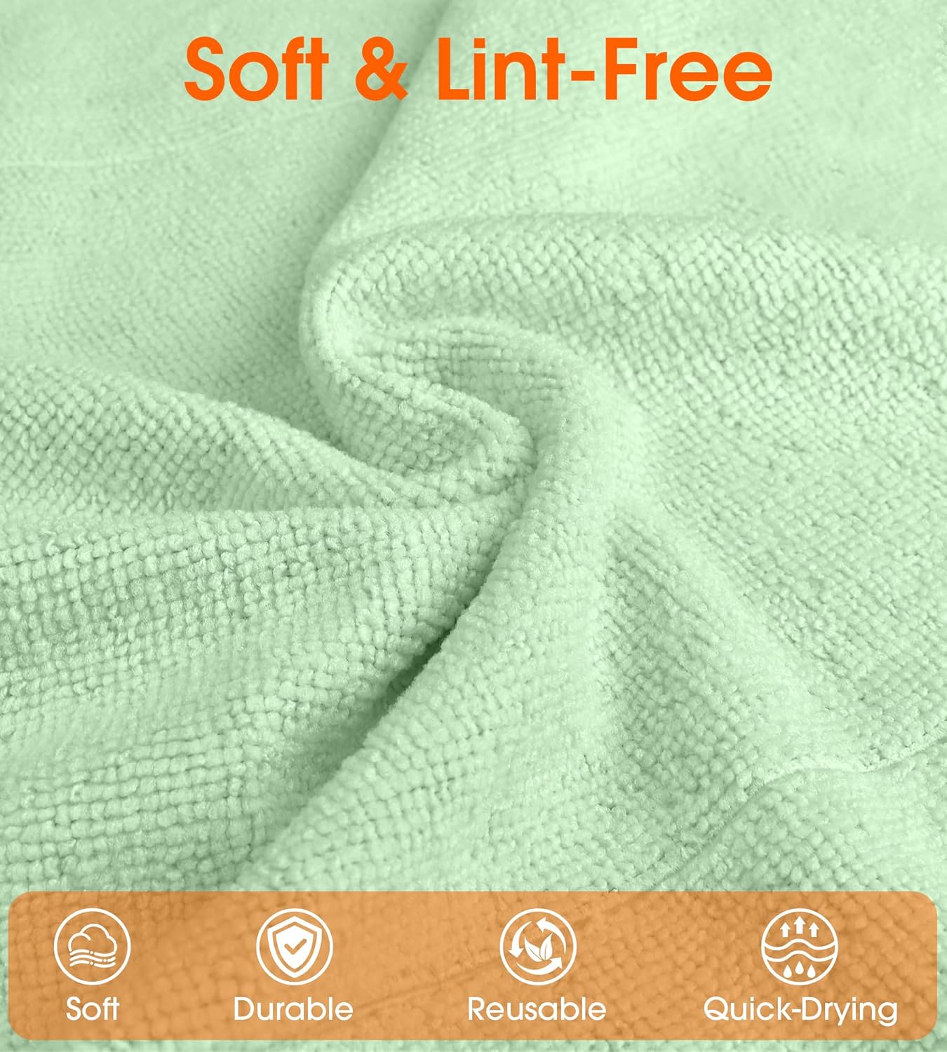 Roll of Microfiber Cleaning Cloth –100 Pack, Tear Away Microfiber Towels, Reusable, Washable
