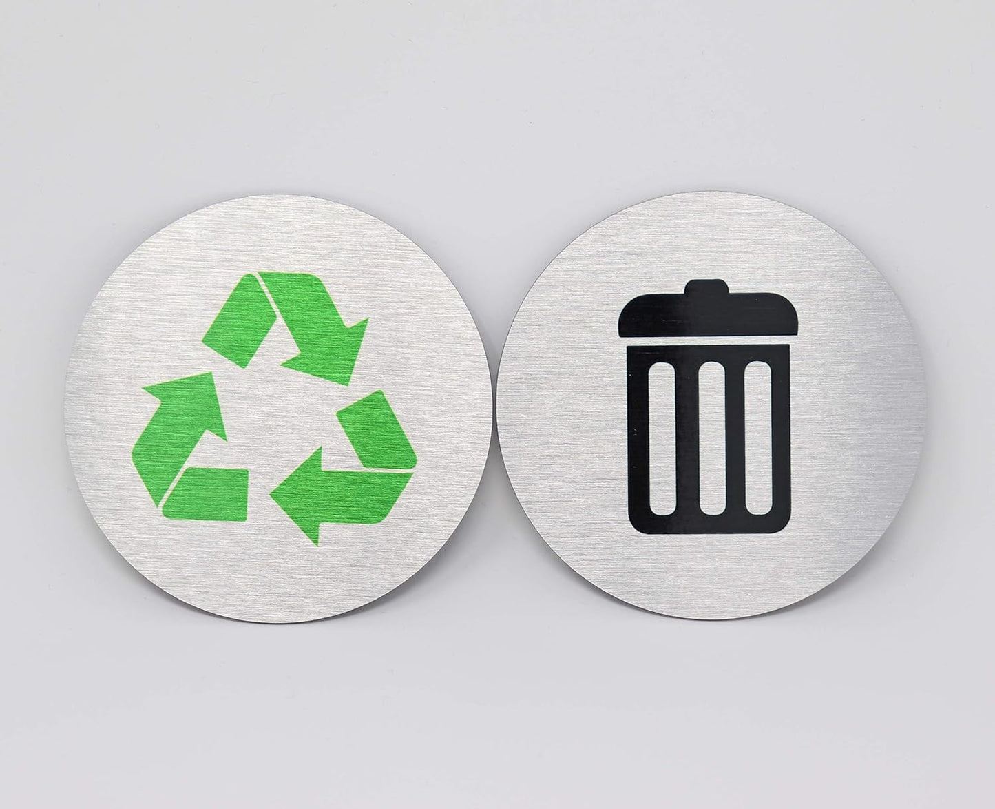 Metal Trash & Recycling Signs | Garbage & Recycling Bin Marker | Set of 2 - 1 Black Trash Sign & 1