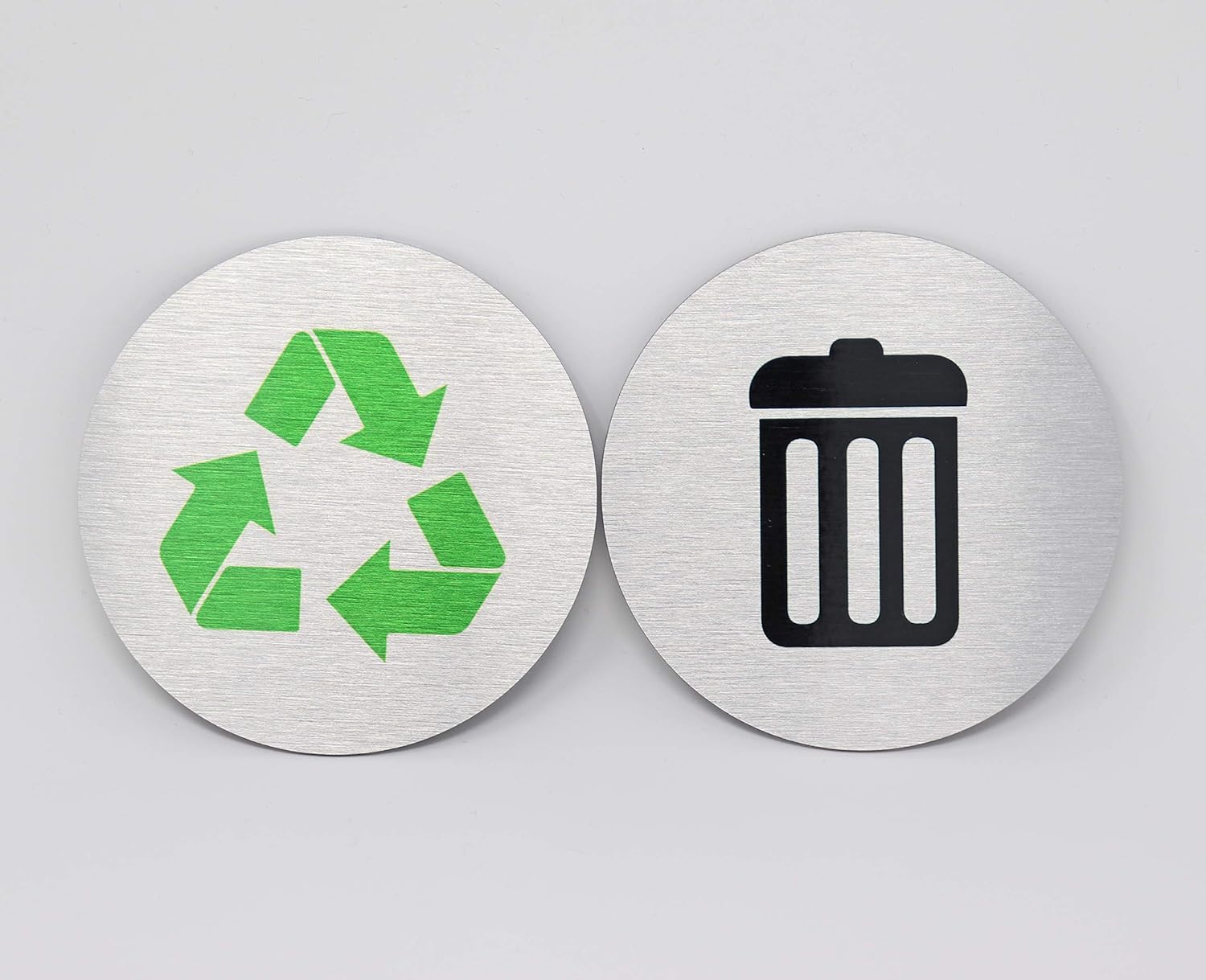 Metal Trash & Recycling Signs | Garbage & Recycling Bin Marker | Set of 2 - 1 Black Trash Sign & 1