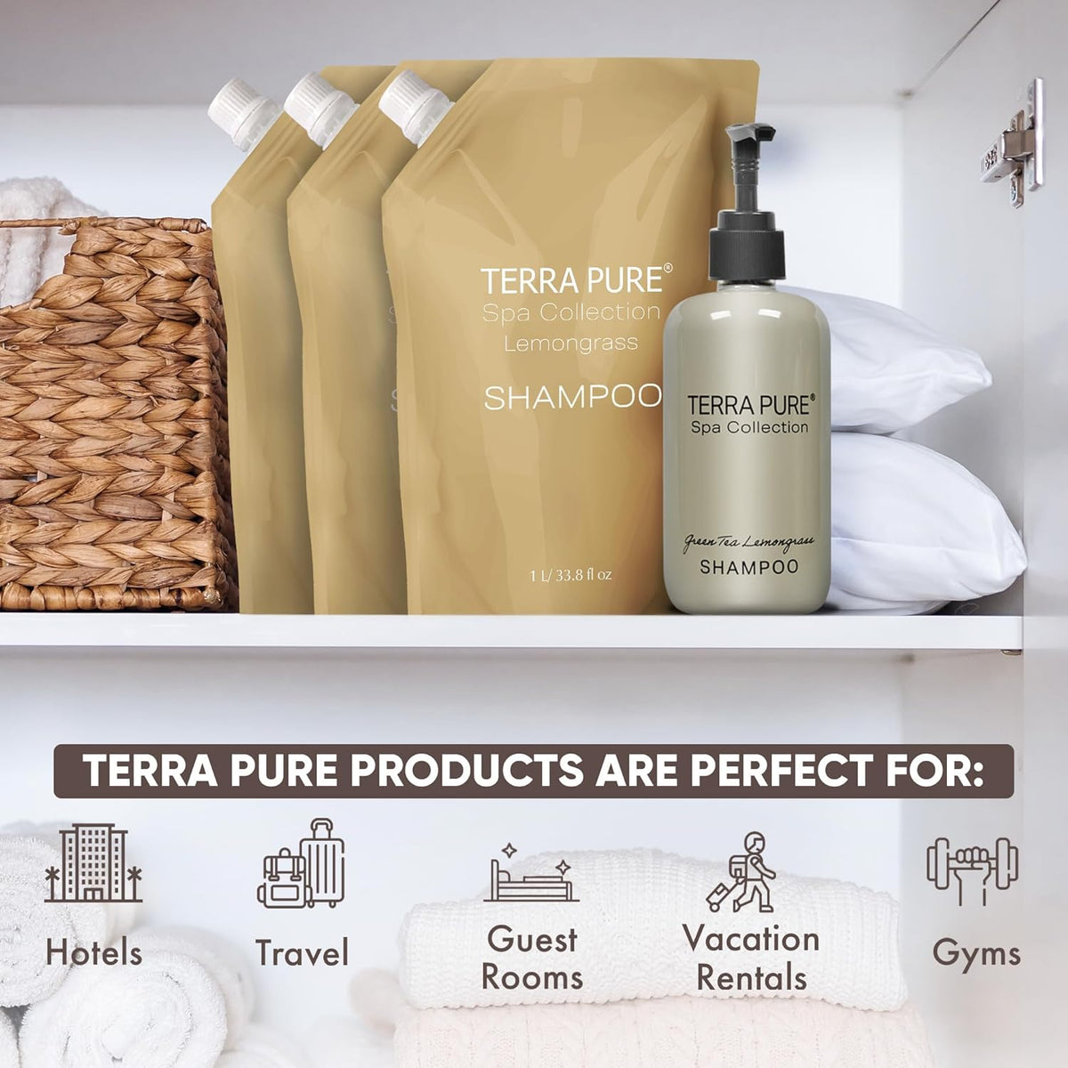 Terra Pure Spa Collection 1 Liter Conditioner Refill Bag For Soap Dispensers | Bulk Toiletries for