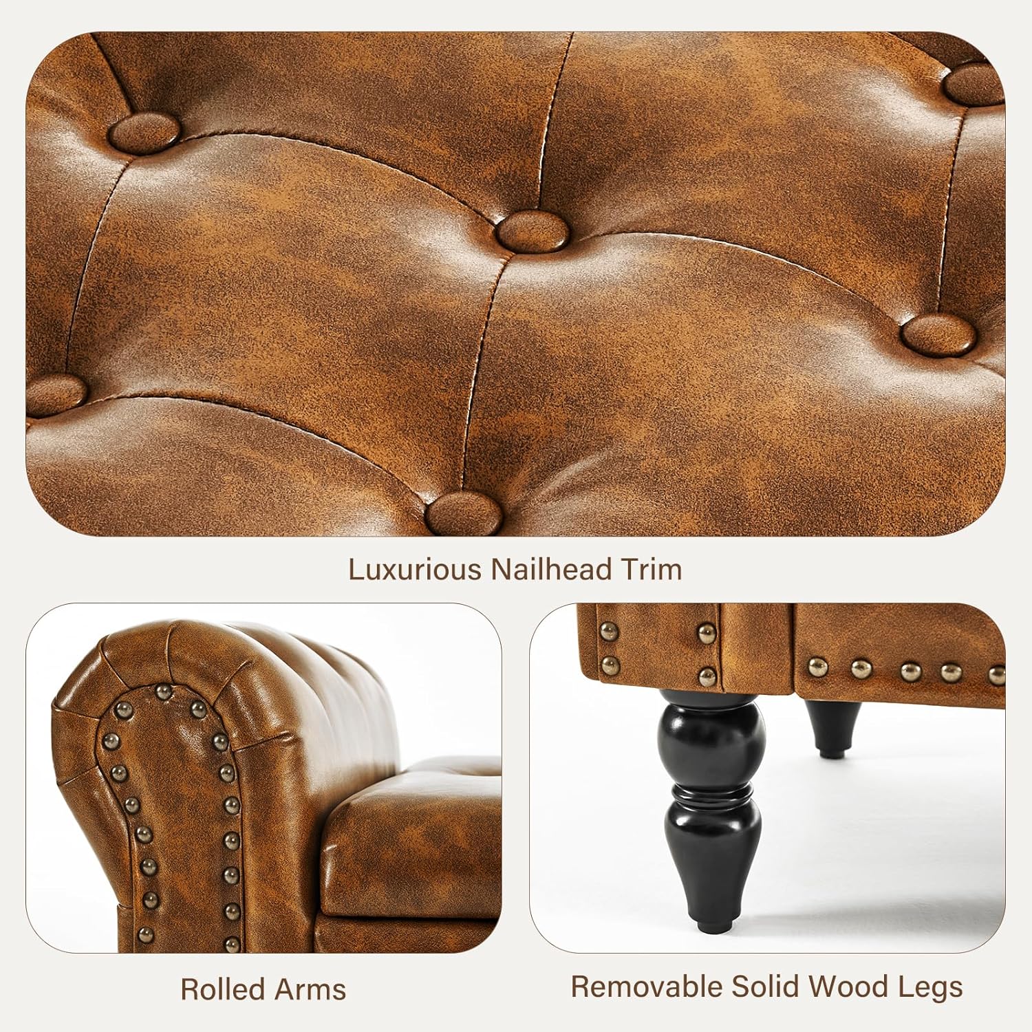 Furnimart Storage Bedroom Bench for End of Bed, Faux Leather Upholstered Storage Ottoman with