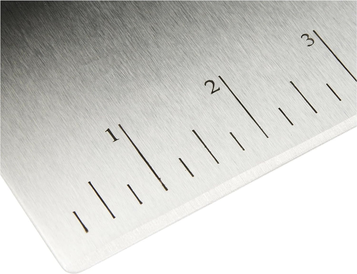 Amazon Basics Multi-Purpose Stainless Steel Scraper/Chopper with Contoured Grip, 6", Black, Silver