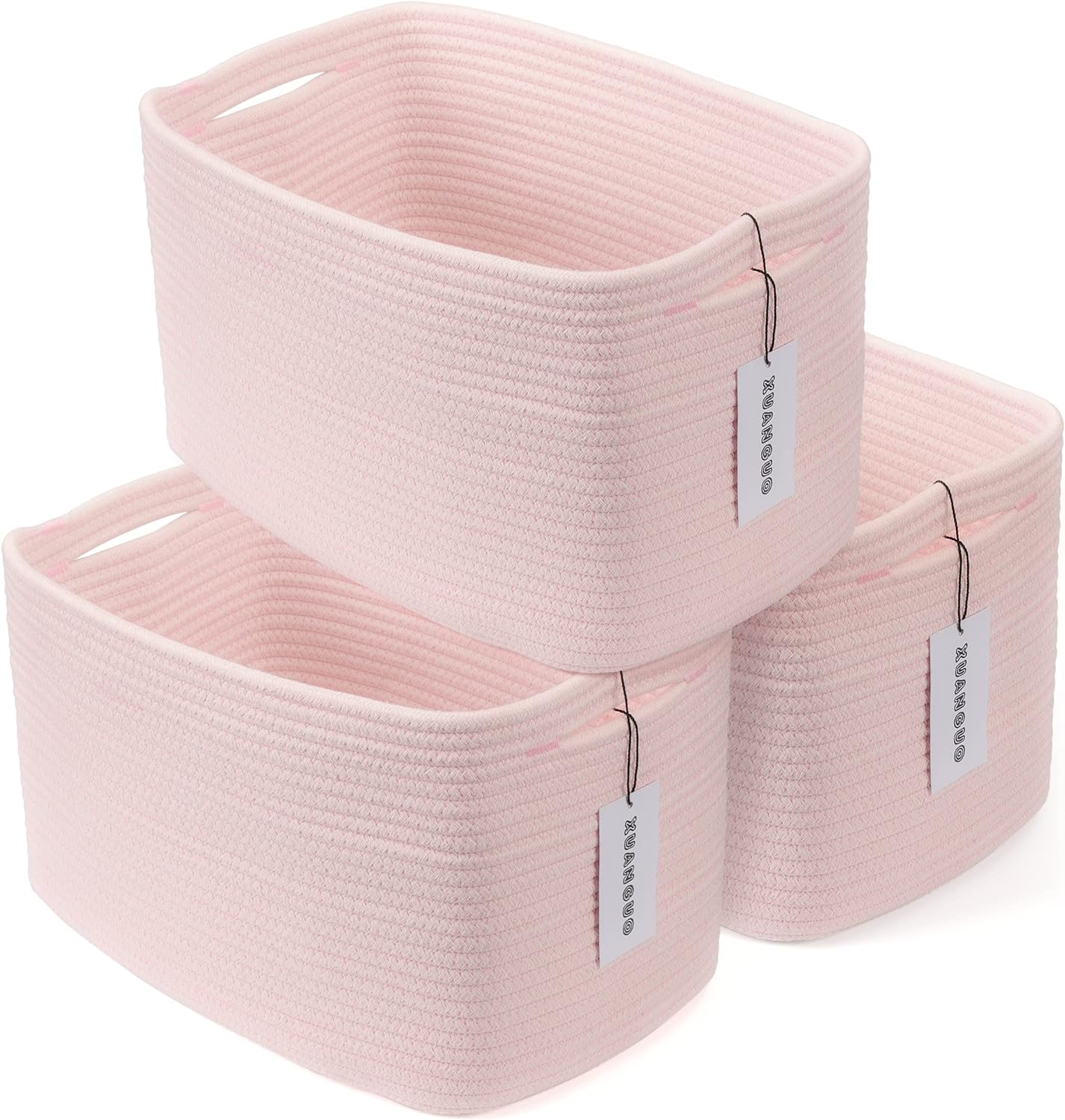 Cotton Rope storage Basket Bins Woven Basket for Organizing Shelves Rectangle Decorative Baskets