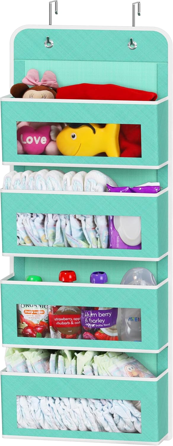 Simple Houseware 4 Clear Window Pocket Over Closet Door Storage Hanging Organizer for Bedroom