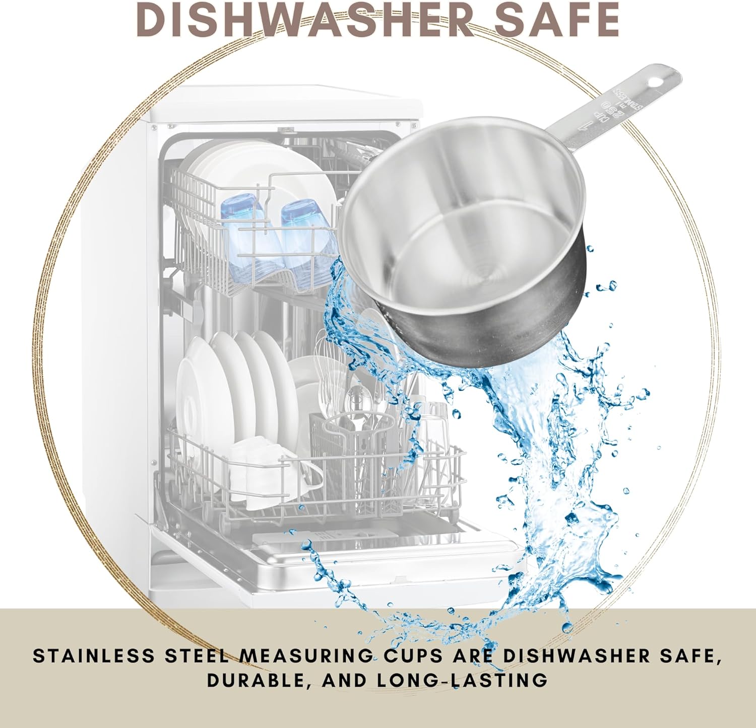 1 Cup Stainless Steel Measuring Cup | Sturdy Metal 250 ml | 240 cc | 8 oz | Single Cup for Wet and