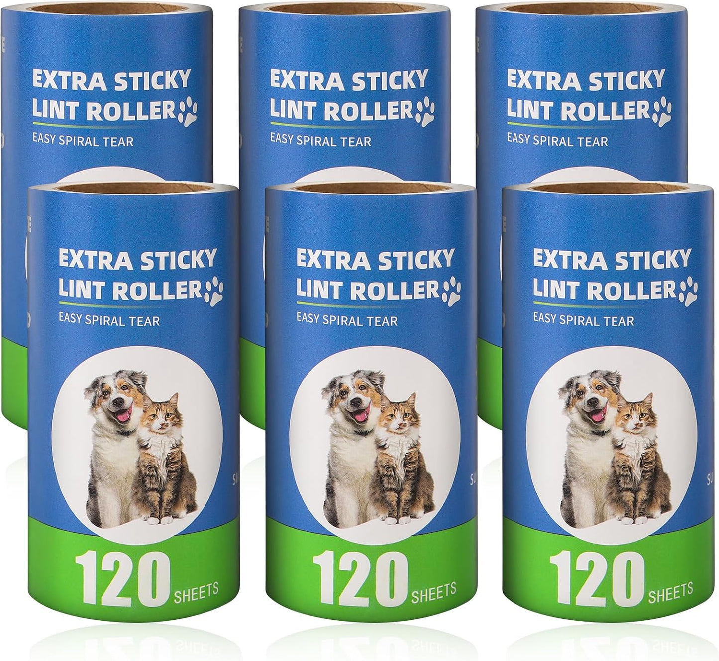 Extra Sticky Lint Roller Refills 6 Pack (720 Sheets) fit 3.8"-4" Standard Size Lint Roller Sticker
