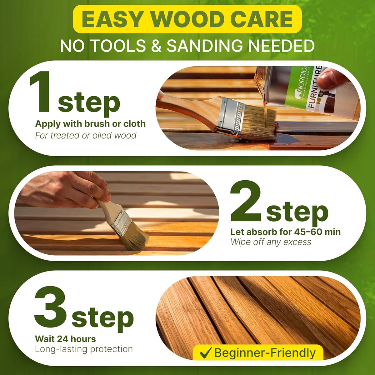 Nordicare Wood Oil Colorless - Premium Walnut Oil, Teak Oil, Wood Oil Furniture for Oak, Beech