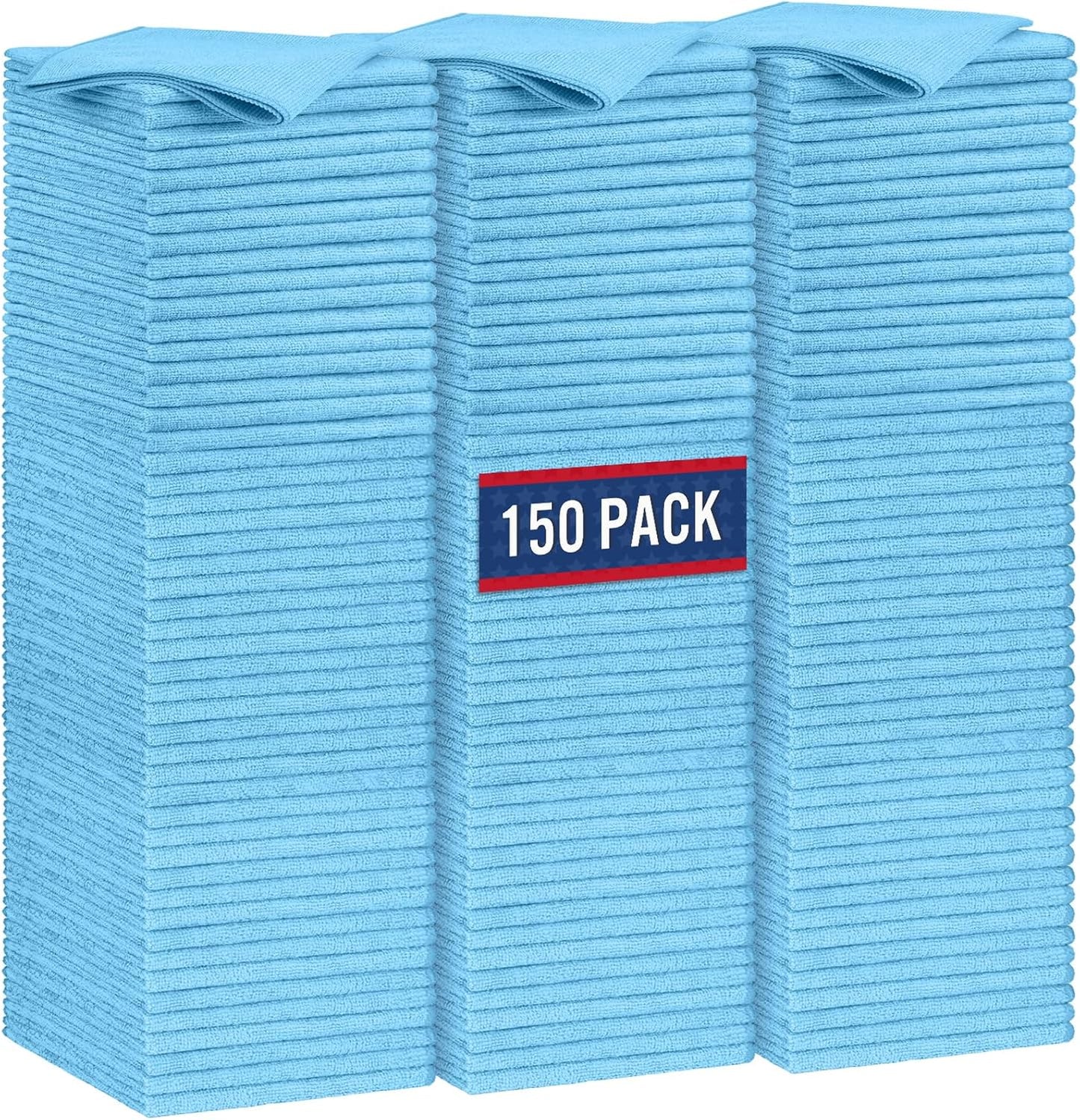 GLIMGLINT Blue Microfiber Cleaning Cloth, 150 Pack Microfiber Towels for Cars, Lint Free