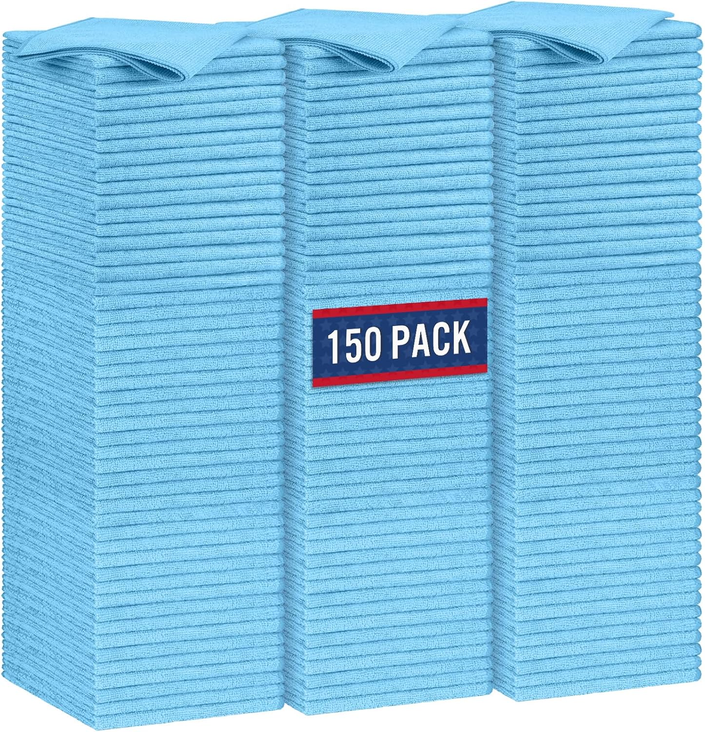 GLIMGLINT Blue Microfiber Cleaning Cloth, 150 Pack Microfiber Towels for Cars, Lint Free