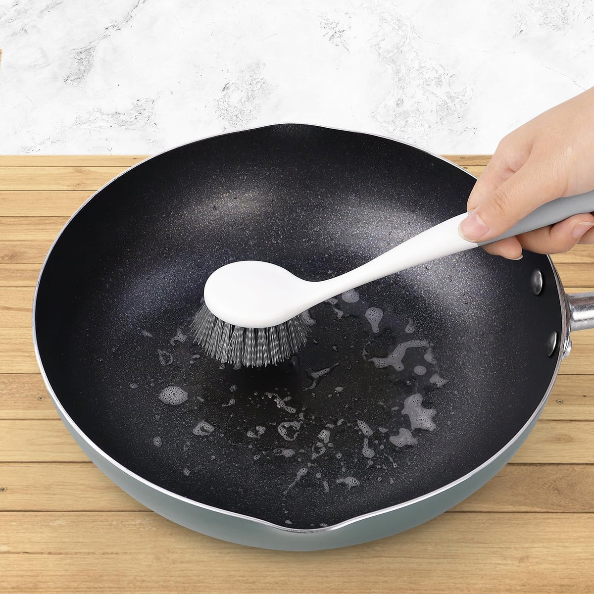 2 Pack Kitchen Scrub Brushes for Cleaning Dish Brush with Handle for Pans, Pots, Kitchen Sink