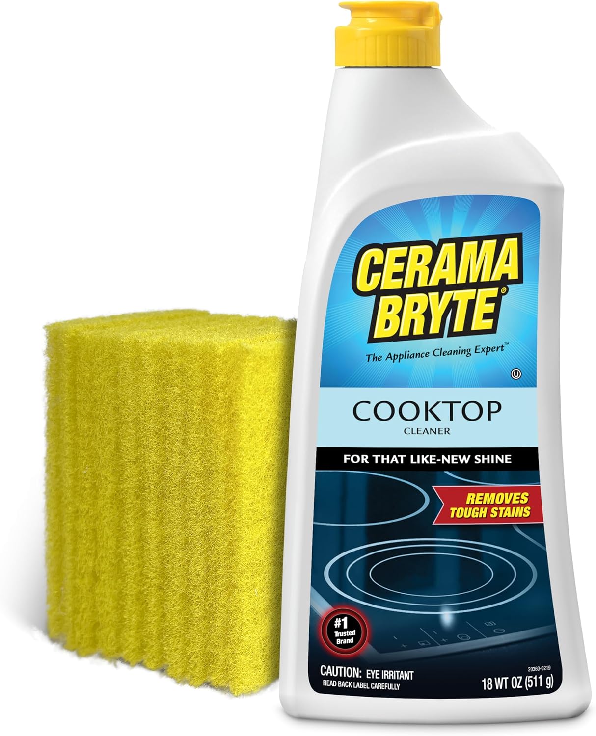 Cerama Bryte Glass Cooktop Cleaner Bundle with 10 Cleaning Pads for Removal of Tough Stains