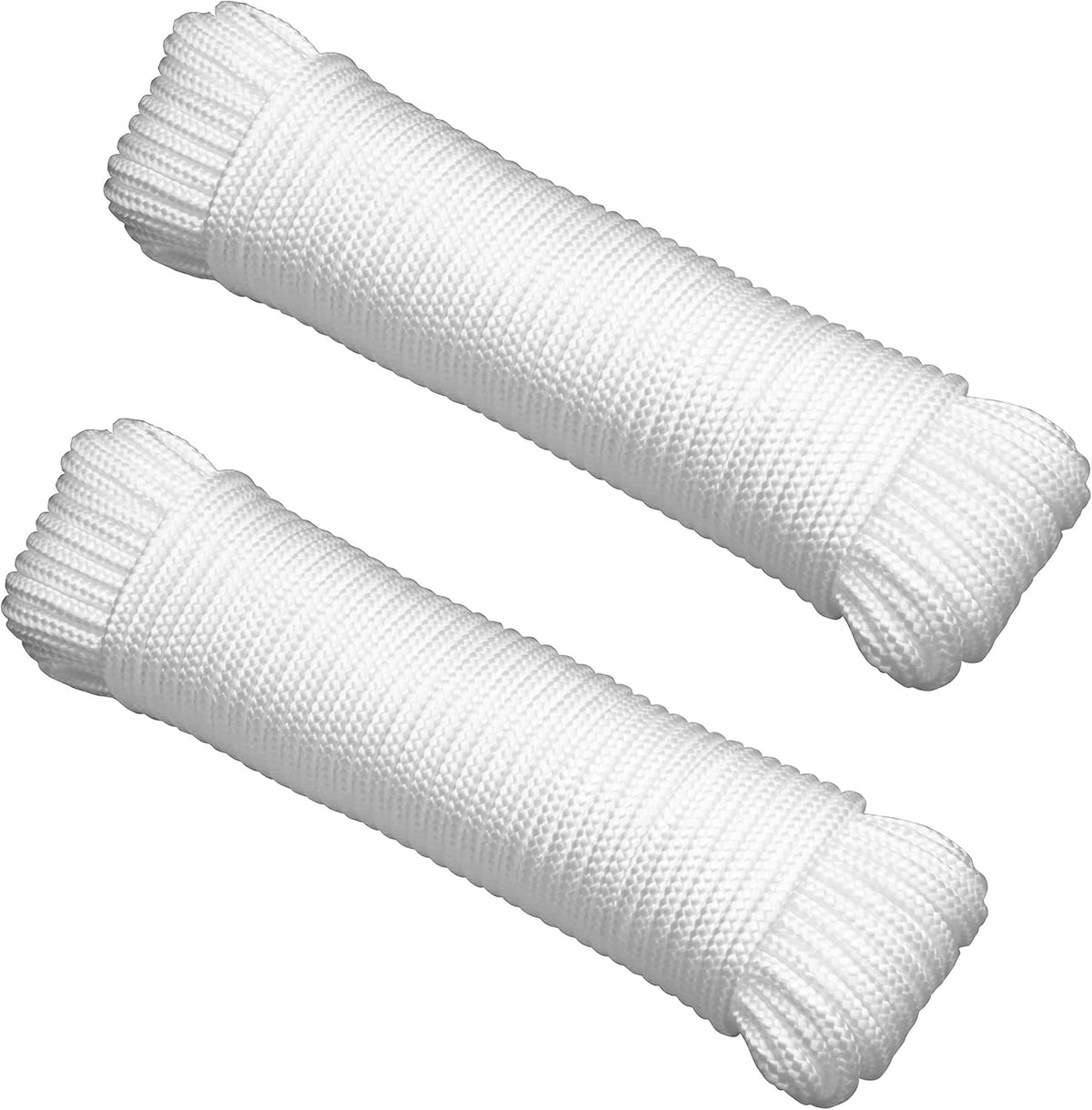 Gardzen 2-Pack 100' x φ1/4" White Rope, UV Resistant Rope for Flag Pole, Clothes line, Camping
