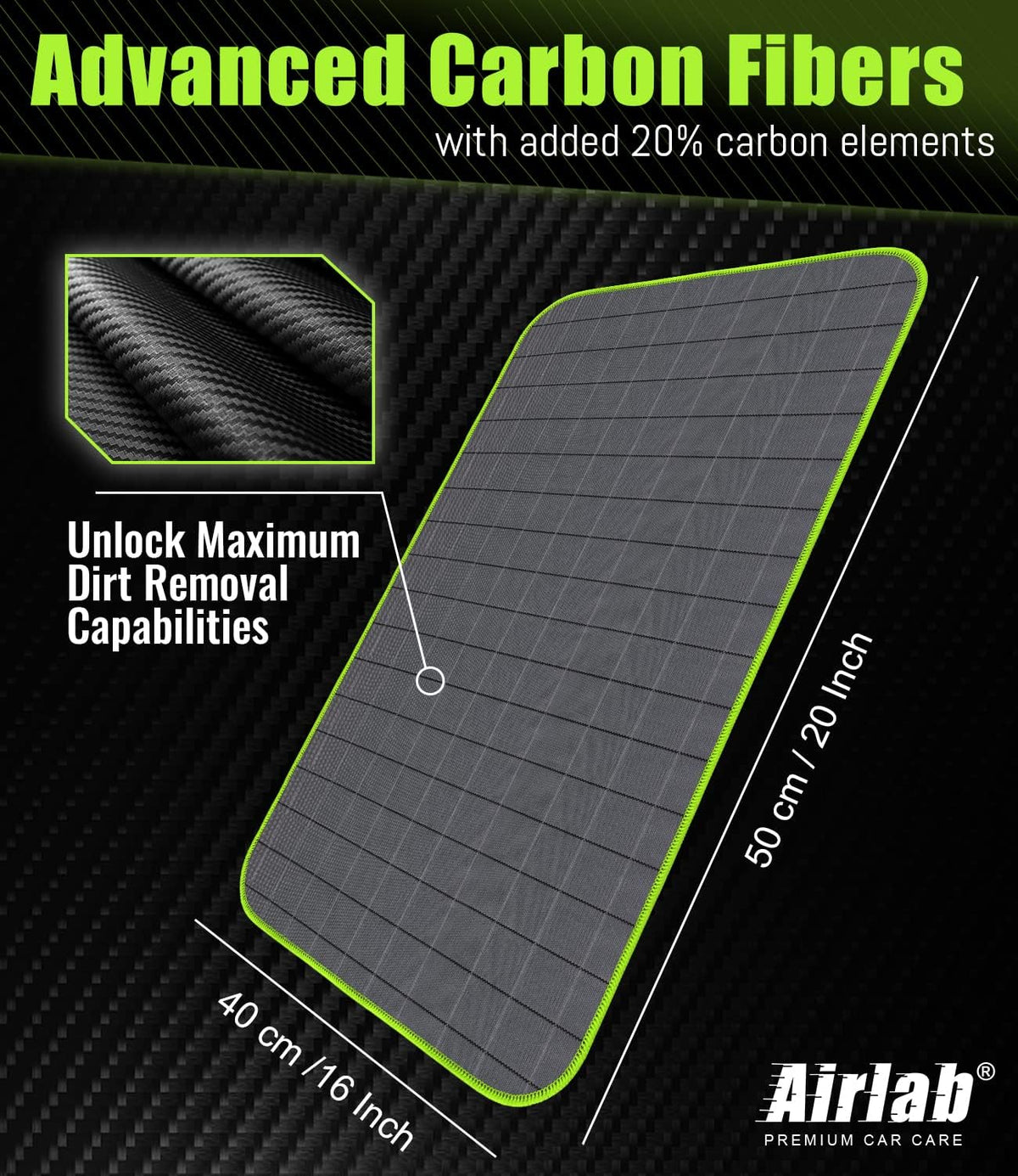 Airlab Carbon Microfiber Towels for Car Glass Window Polishing Cleaning Cloth Auto Detailing Lint