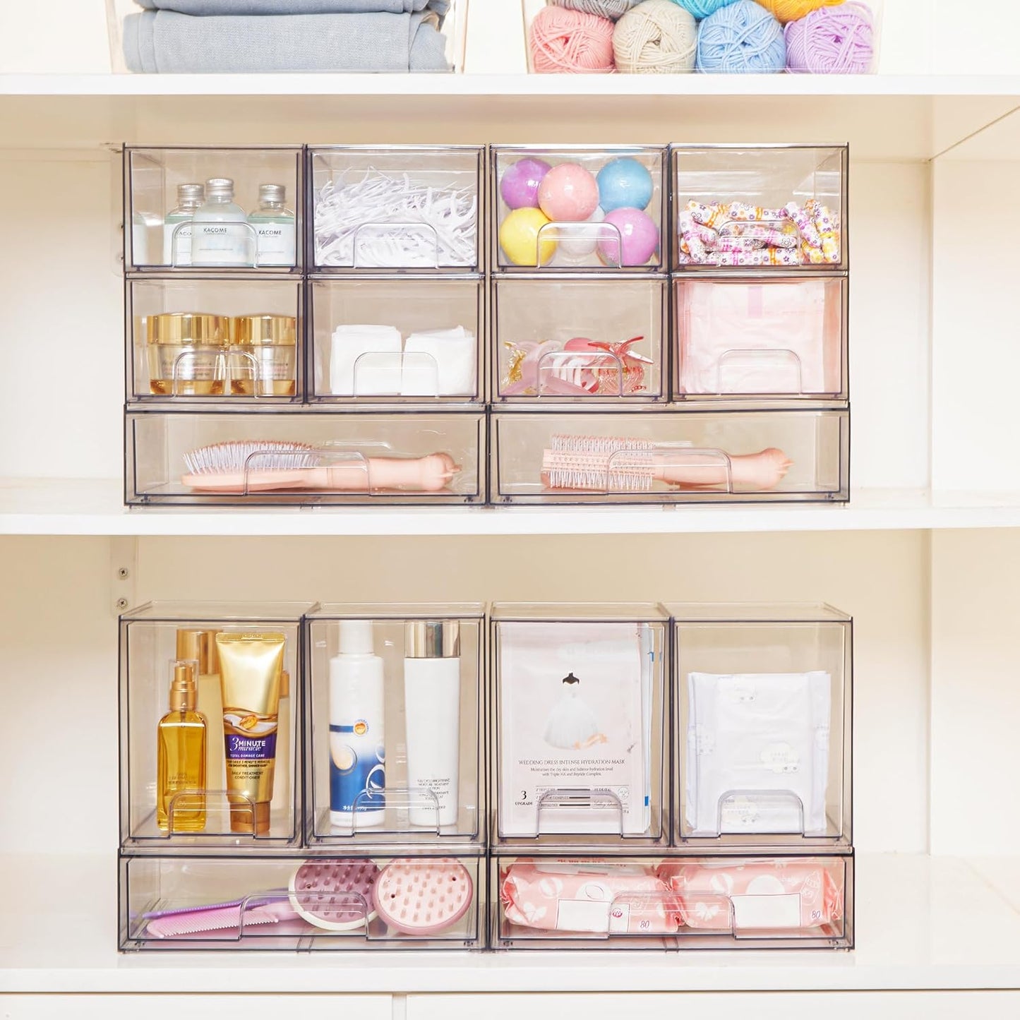 Vtopmart Clear Stackable Storage Drawers Set of 5, Plastic Organizer Bins for Makeup, Cosmetics