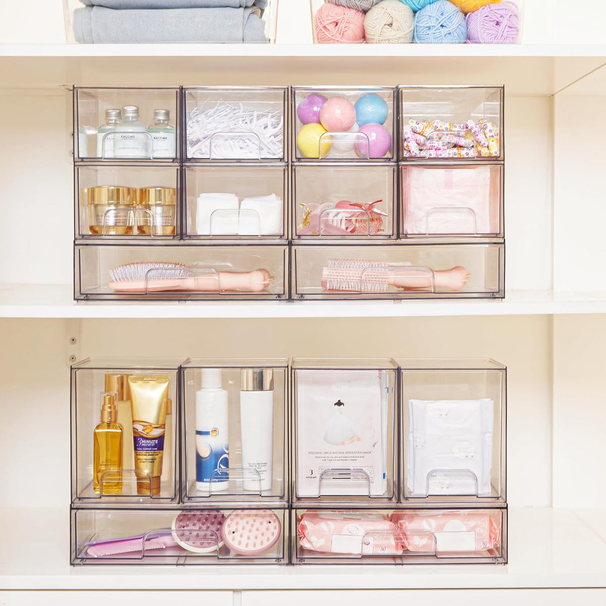 Vtopmart Clear Stackable Storage Drawers Set of 5, Plastic Organizer Bins for Makeup, Cosmetics