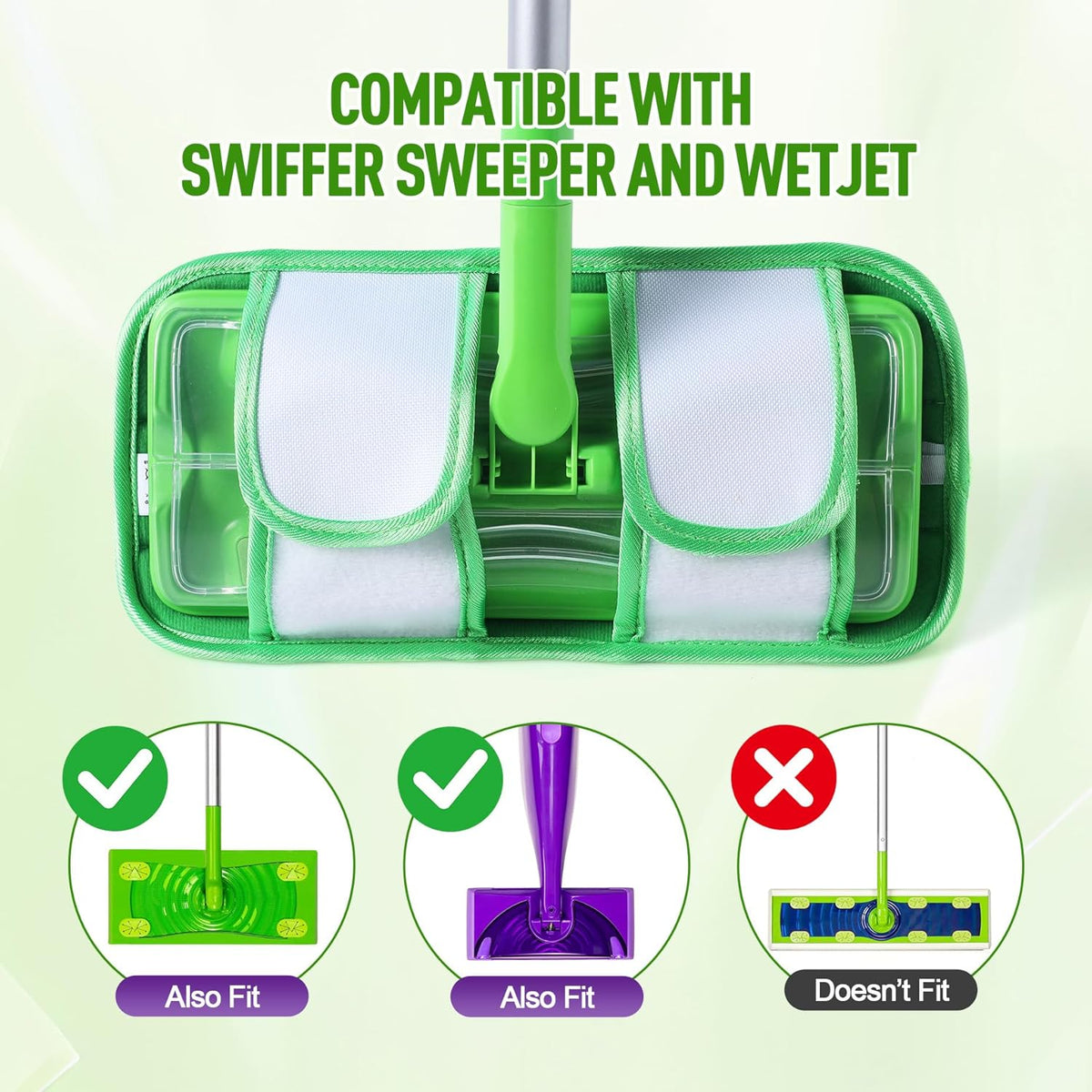 6 Pack Reusable Mop Pads for Swiffer WetJet Sweeper Mops, Microfiber Washable Floor Mop Refills Wet