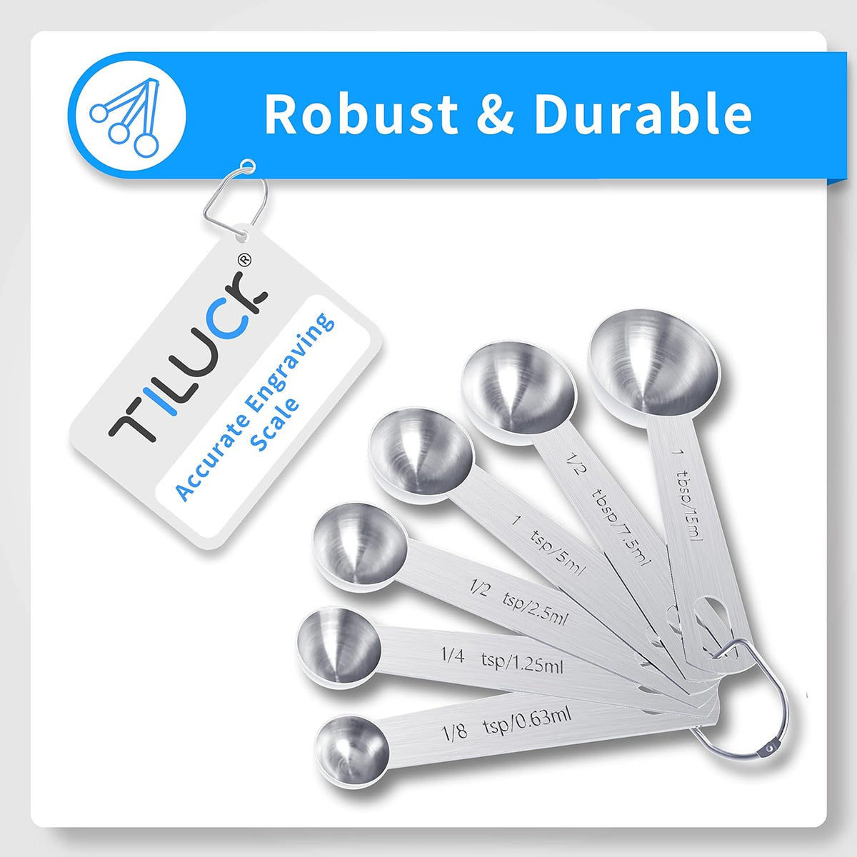 TILUCK Stainless Steel Measuring Spoons Set,Coffee Scoop Spoon,Kitchen Gadgets for Cooking &