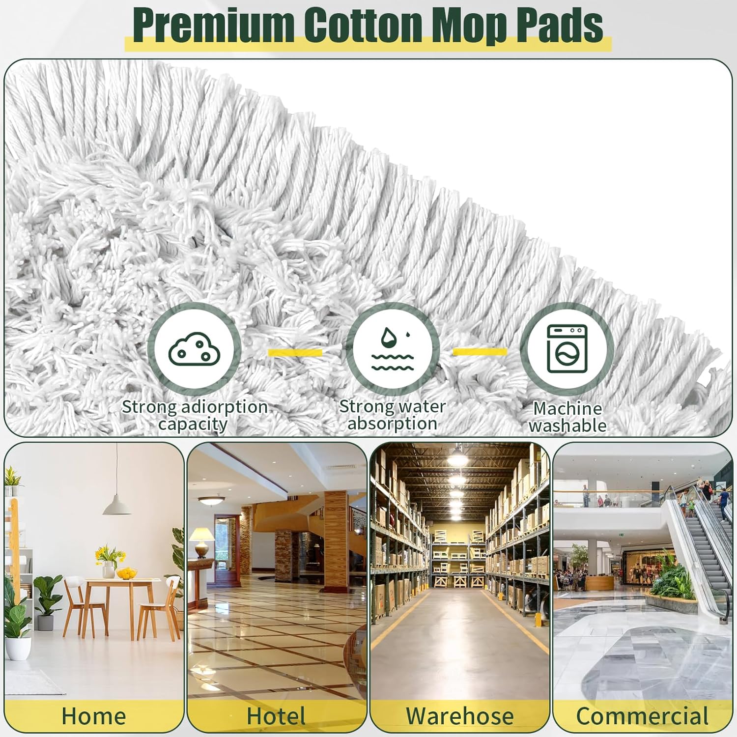 36" Commercial Dust Mop for Floor Cleaning with Replacement Mop Pads, Heavy Duty Industrial Large