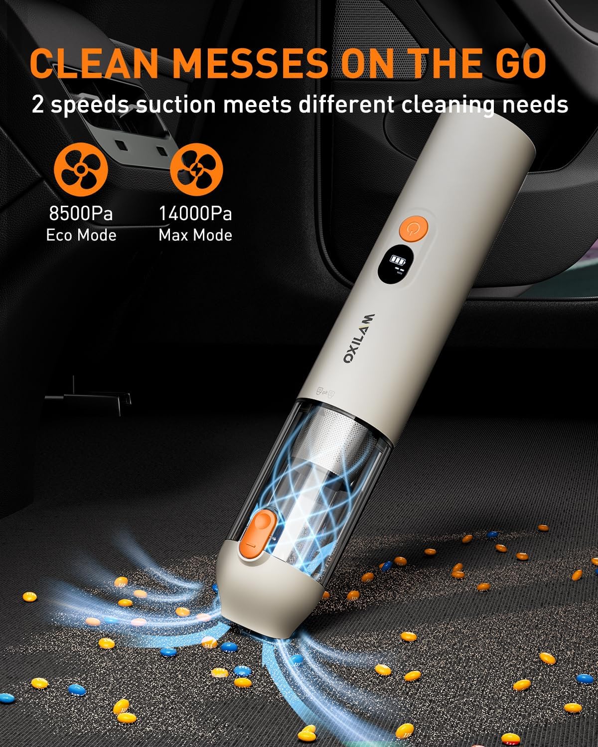OXILAM 4 in 1 Car Vacuum - Handheld Vacuum 14000PA High Power, Portable Cordless Small Vacuum, Blow