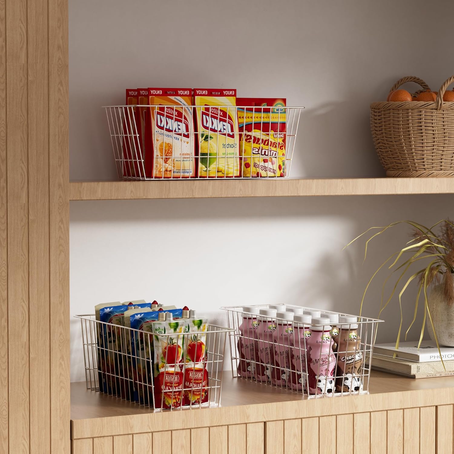SANNO 15.7in Freezer Baskets Bins - Freezer Storage Containers Organizer for Office, Bathroom