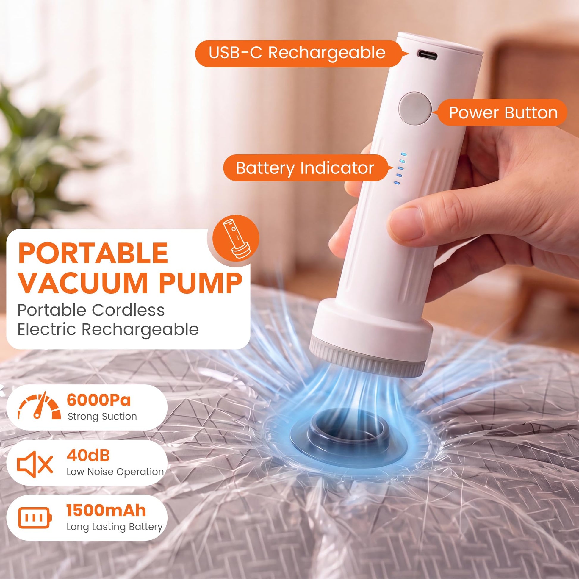 Vacuum Storage Bags with Electric Pump,15 Pack 4 Sizes Thickened Space Saver Bags,Airtight