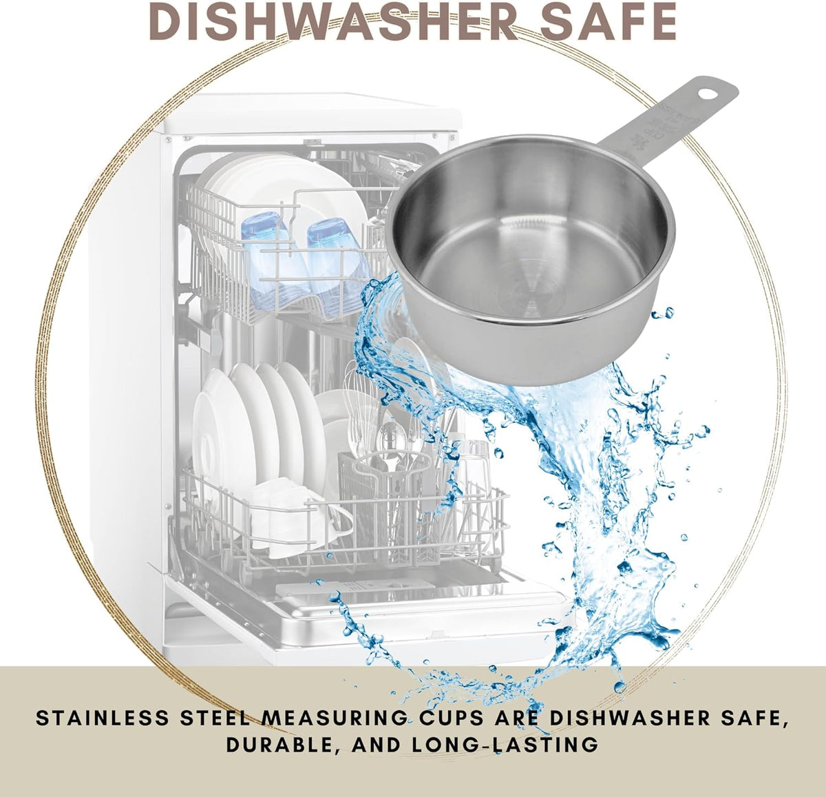 1/2 Cup Stainless Steel Measuring Cup | Sturdy Metal 125 ml | 125 cc | 4 oz | Single Cup for Wet