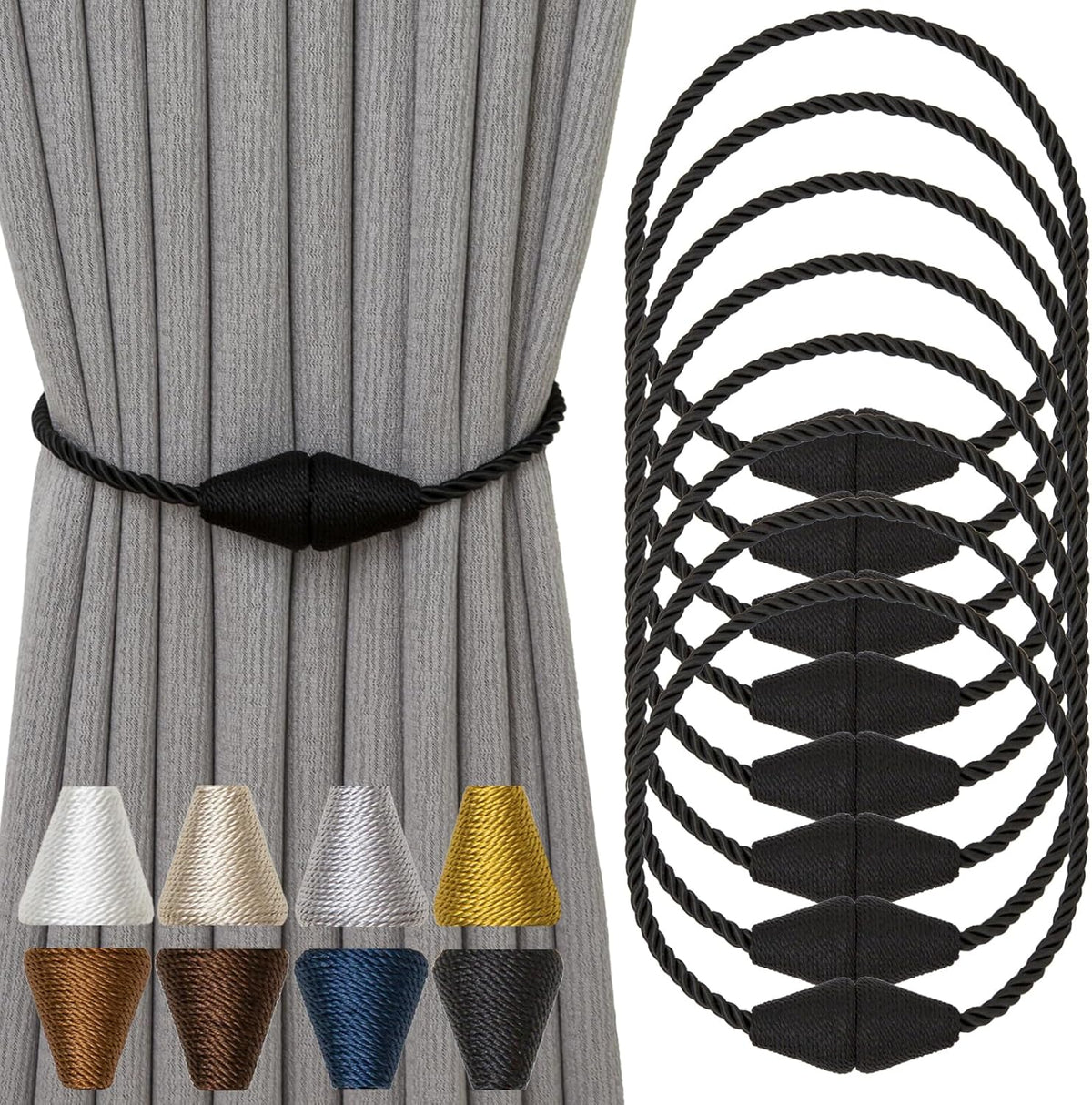 Magnetic Curtain Tiebacks 8 Pack Outdoor Rope Curtain Tie Backs Decorative Window Treatment