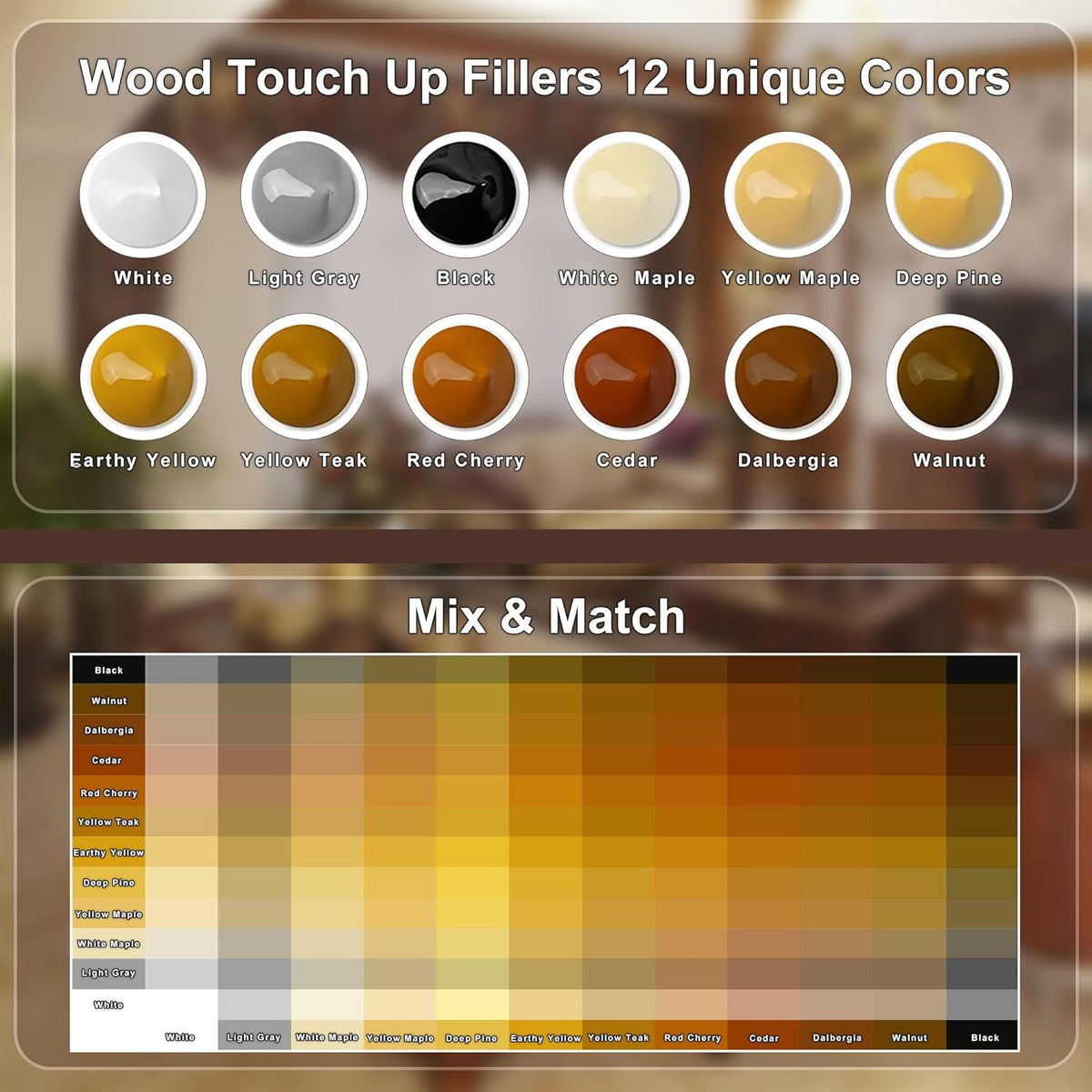 Wood Furniture Repair Kit, 12 Colors Wood Repair Kit, Wood Touch up Fillers, Repair Scratch