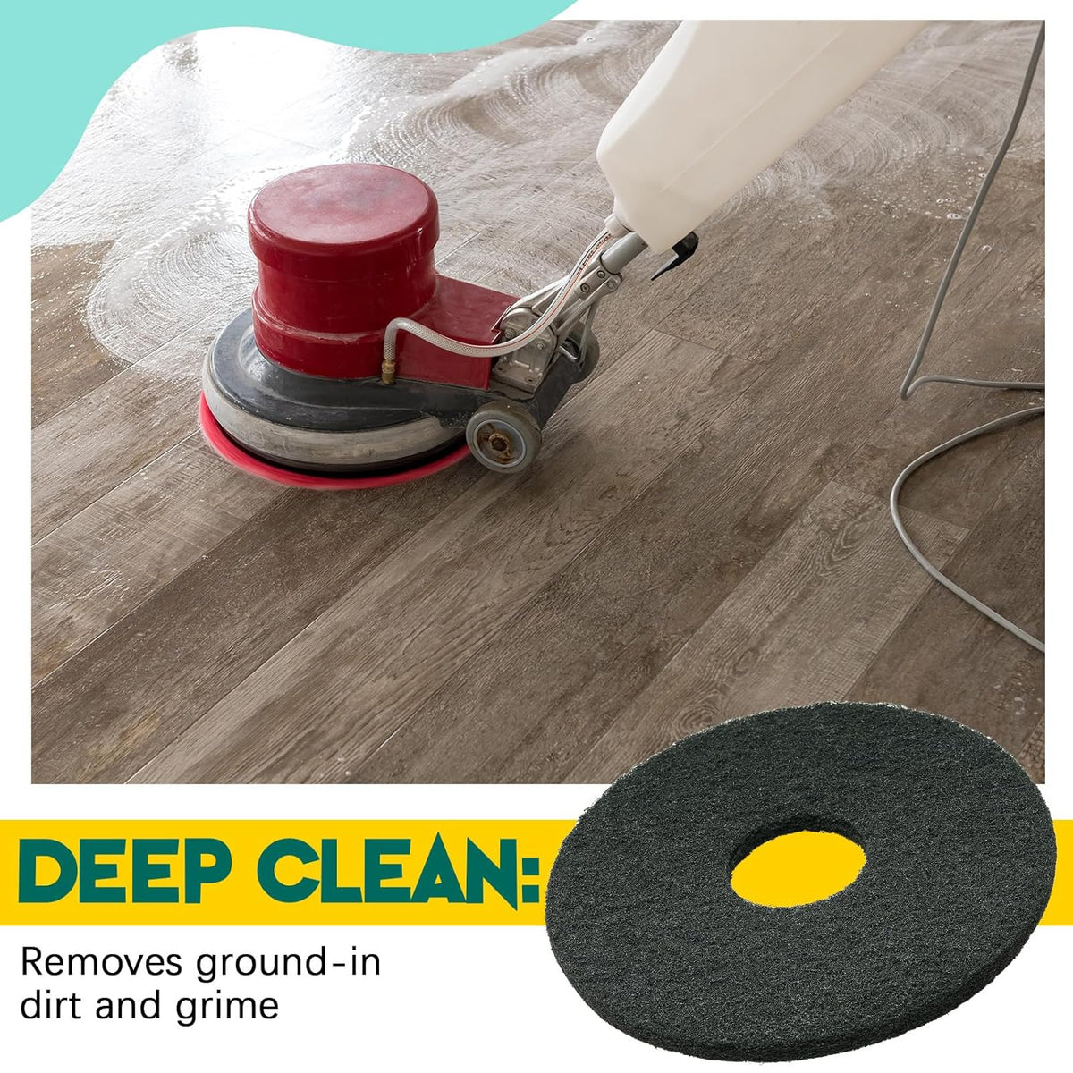 12" Black Scrubbing Pads Commercial Cleaning Orbiter Pads-Maintenance Non Woven for Floor Buffer