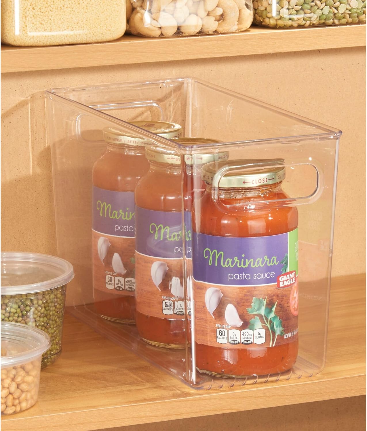 iDesign Plastic Stackable Kitchen Organizer Bin with Easy to Grip Integrated Handles for Kitchen