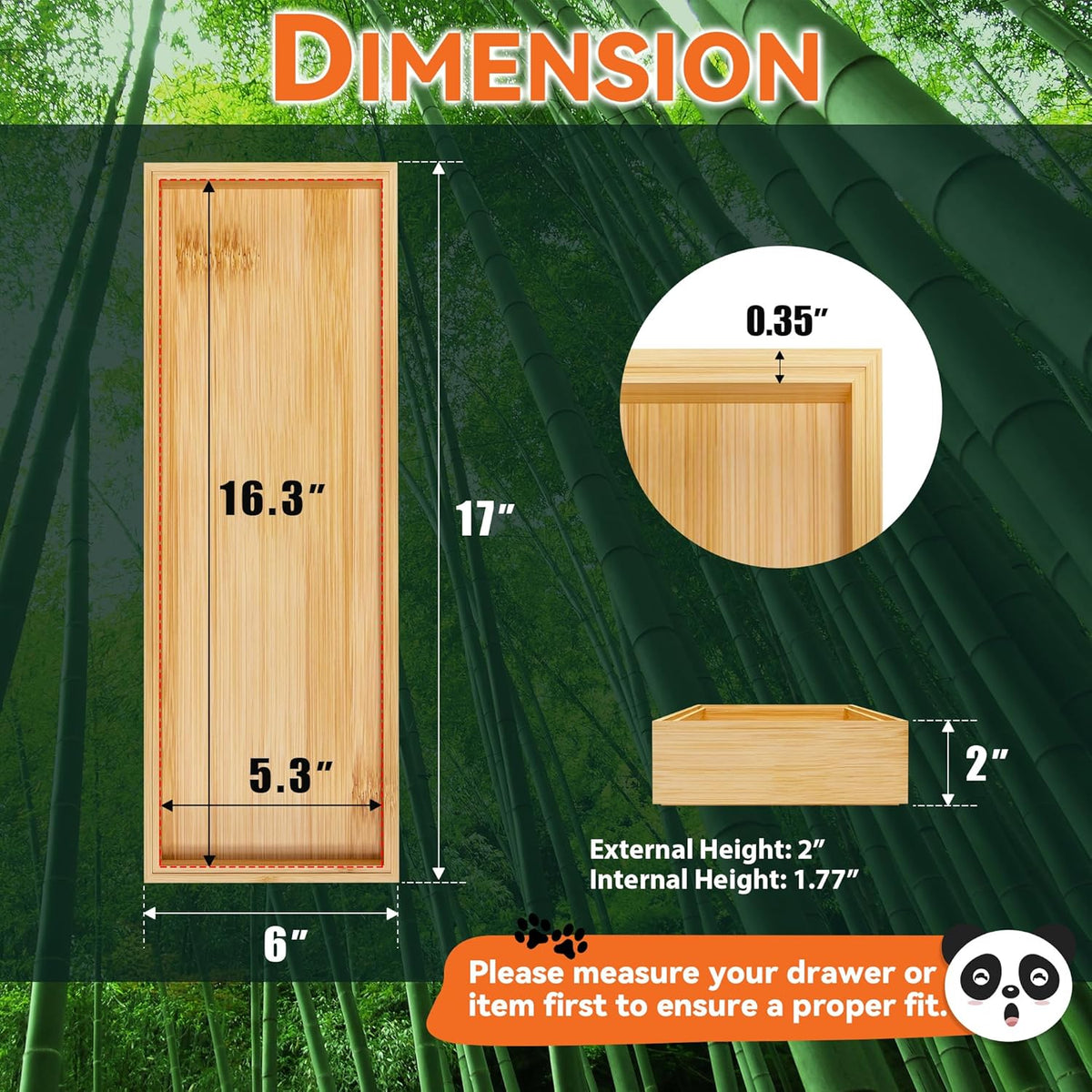 Bamboo Drawer Organizer for Kitchen & Bath, Extra Large Stackable Tray for Silverware, Toiletries &