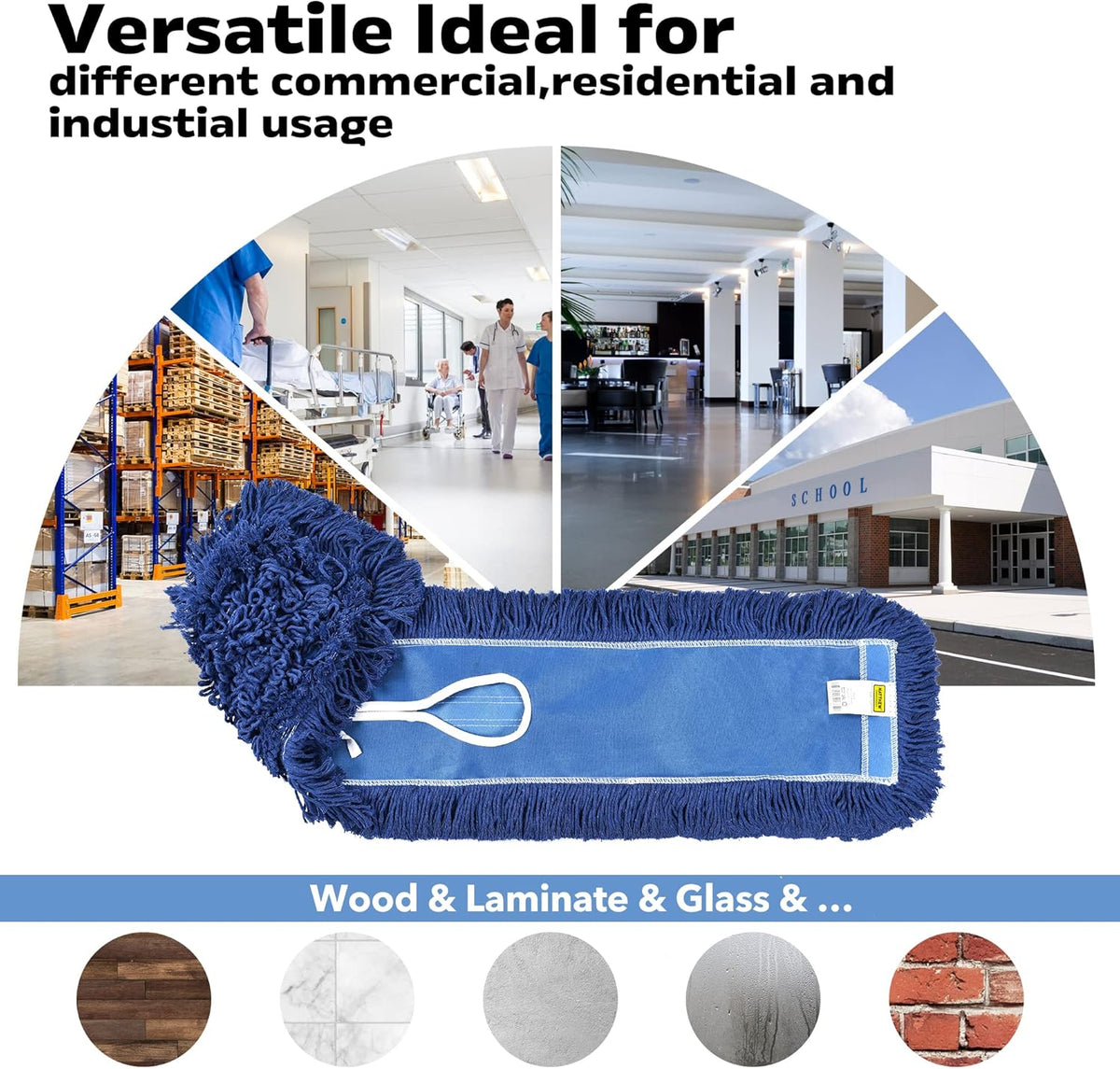 MATTHEW CLEANING 36'' Industrial Strength Cotton Dust Mop Refill Washable Replacement Heads For