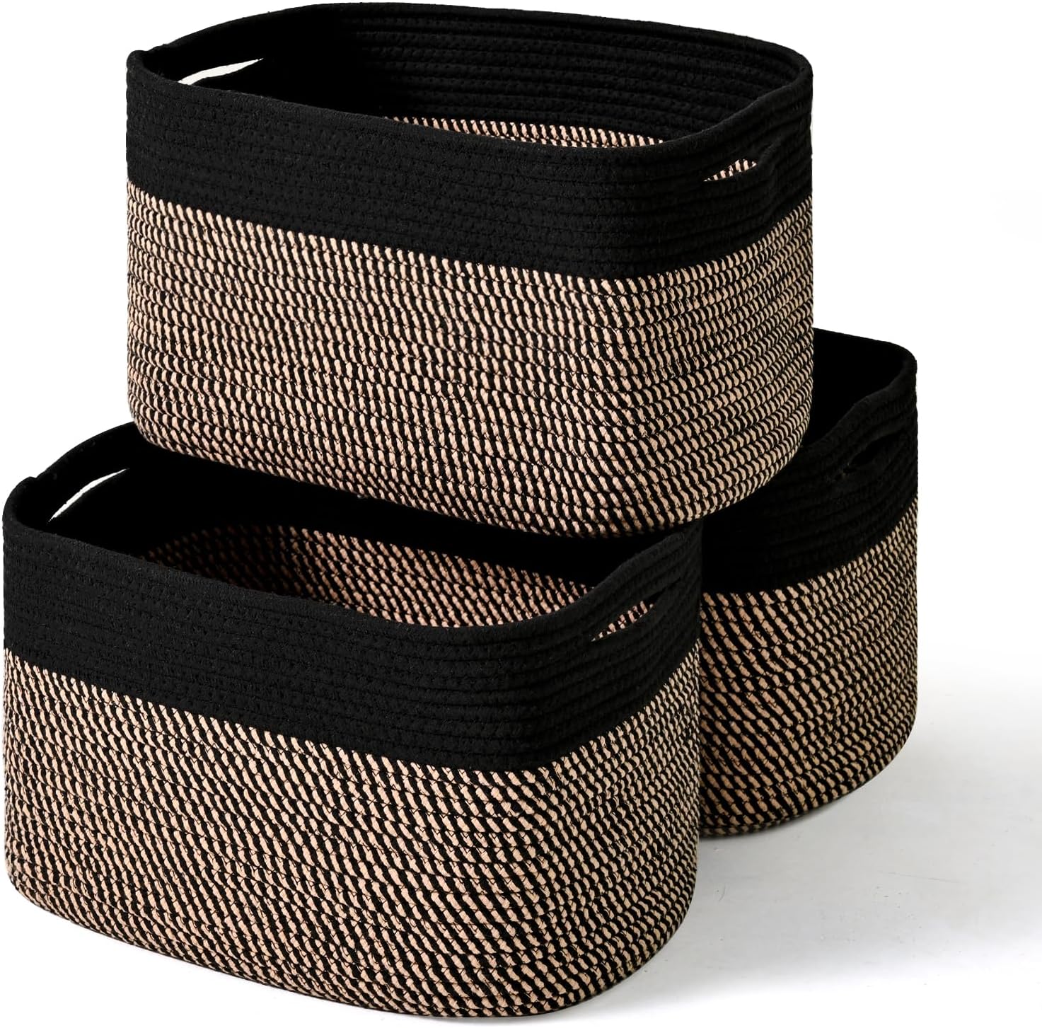 Storage Baskets for Organizing Shelves, Toy Basket for Kid's Room, Woven Cotton Rope Basket for
