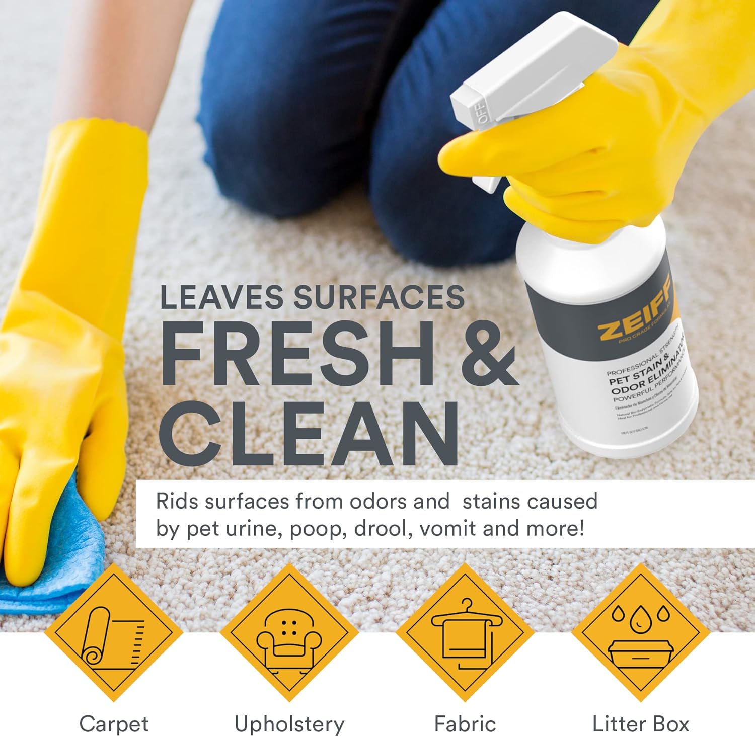 Pet Stain and Odor Remover - Pet Odor Eliminator for Home and Professional Use - Pet Urine Enzyme