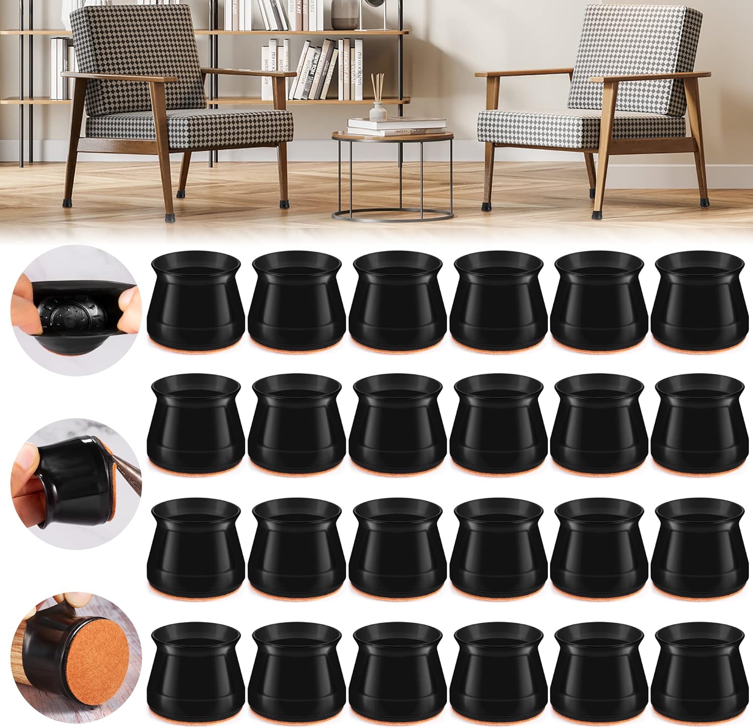 24PCS Upgraded Silicone Chair Leg Floor Protectors for Hardwood Floors, Furniture Sliders for Chair