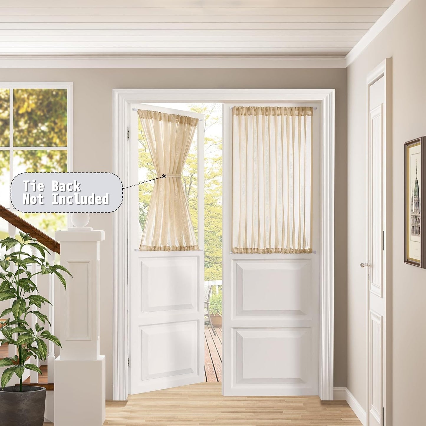 Tollpiz Small Sheer Curtain Linen Textured Curtain Sheers Doorway Light Filtering Voile French Door