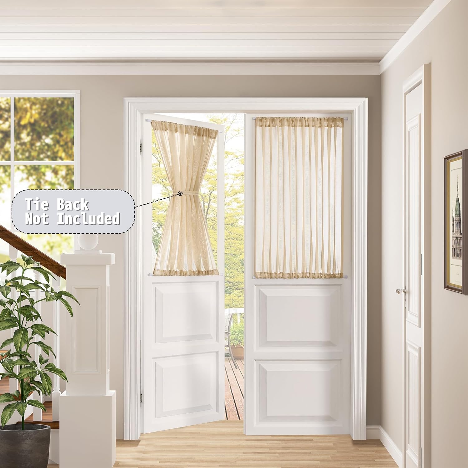 Tollpiz Small Sheer Curtain Linen Textured Curtain Sheers Doorway Light Filtering Voile French Door