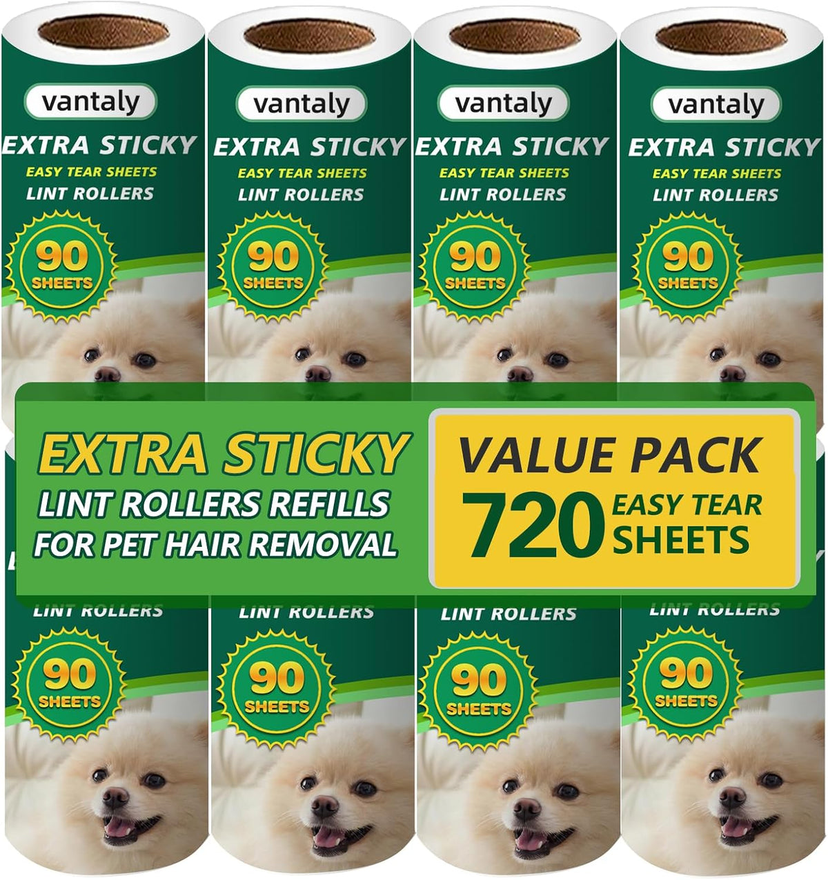Extra Sticky Lint Roller Refills,Fits Most 3.9"-4" Standard Size Lint Roller with Inner Diameter at