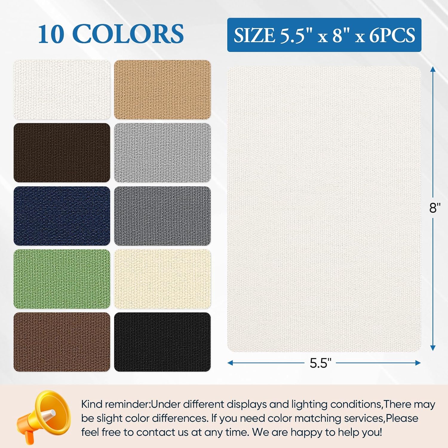 Canvas Patch 5.5 x 8 Inches 6Pcs Self-Adhesive Waterproof Canvas Patch Kit for Repairing
